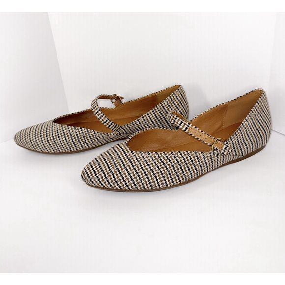 Lucky Brand Mary Jane Flats Pointed Toe Plaid Strap Preppy Comfort Y2K Size 10 - Picture 1 of 16